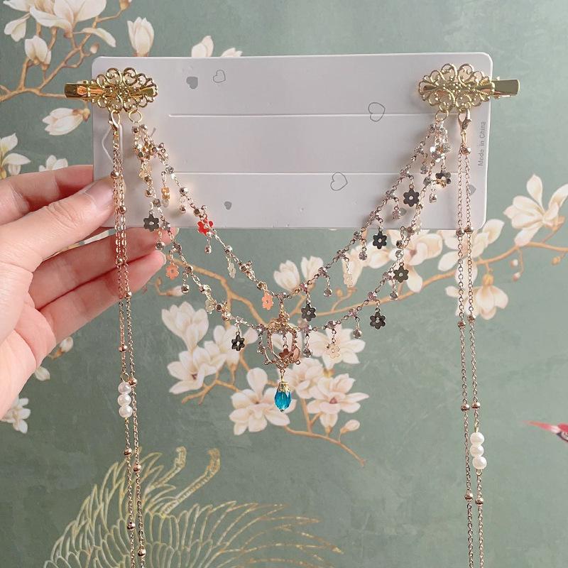 Заколка для волос в виде бабочки и кисточки в китайском стиле и цепочка на лоб для девочек