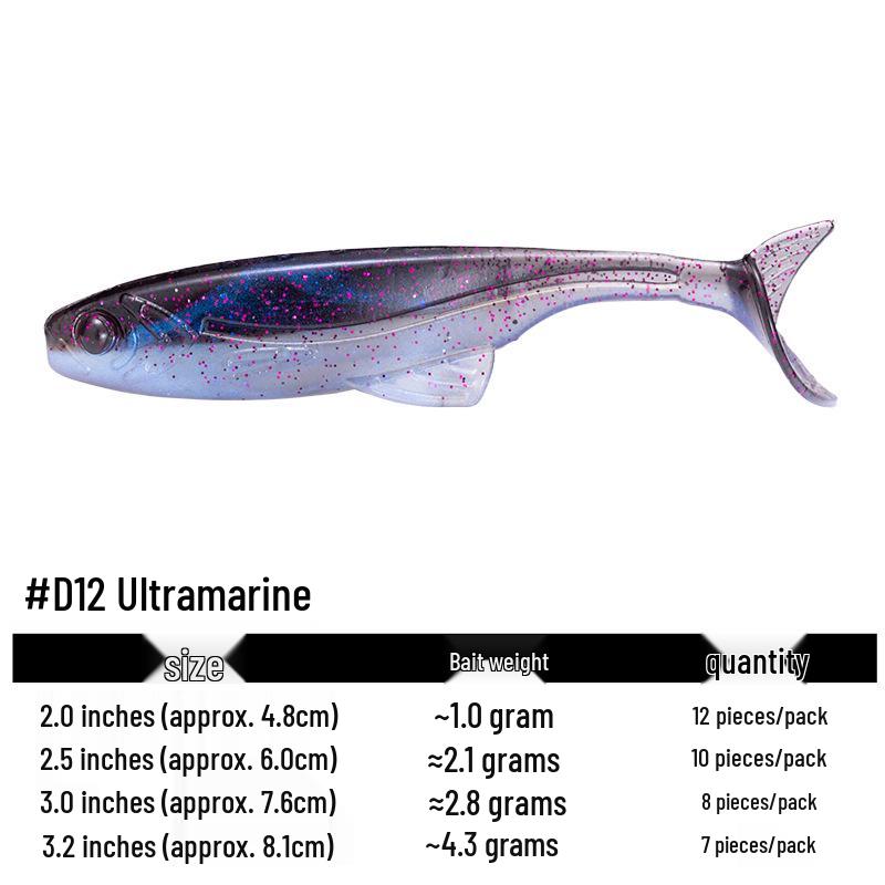 Плавающая мягкая приманка с Т-образным хвостом и крючком свинцовой головкой для оснастки на окуня и мандаринку