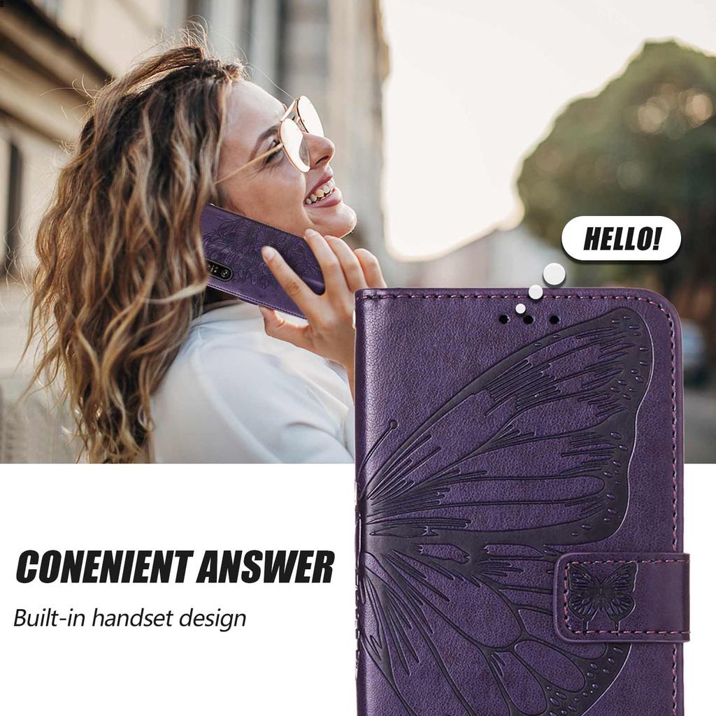 Кожаный чехол-кошелек для телефона в стиле ретро с бабочкой и 3D тиснением, чехол-подставка для Samsung S22, Google Pixel 7, Nokia G21, Huawei Sony, слот для карт, магнитная откидная сумка-обложка для книги