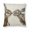 The Kissing Hares Square Pillowcase Polyester Linen Velvet Creative Zip Decor Bed Cushion Cover