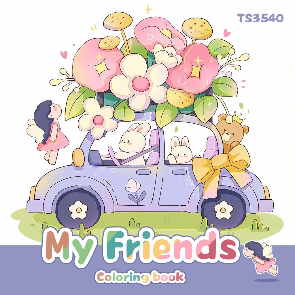 Car with Flowers Colouring Book - 30 Sheets Adult Colouring Book, 100gsm8.3x 8.3 Inch, Drawing Book, Birthday Gift, Holiday Part