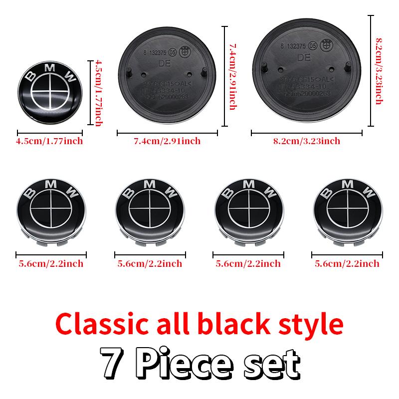 MLKQ6 All Black 82mm 74mm Car Front Rear Logo 68mm Wheel Hub Center Cover Steering Wheel Center Stickers For BMW E90 E87 F20 E46 F30