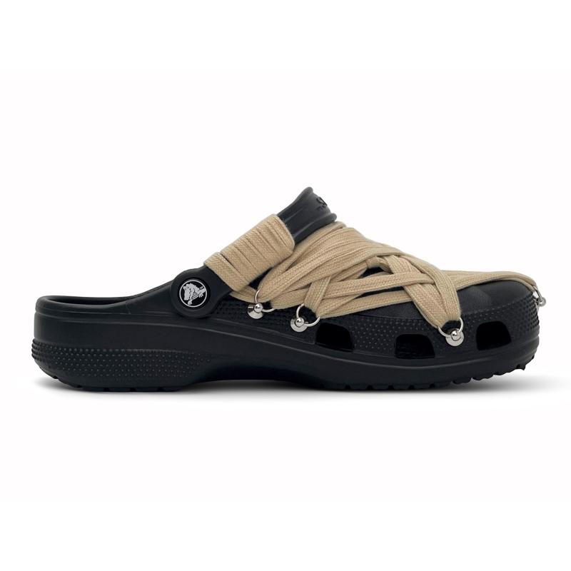 Crocs Классические клоги EVA Cool Leap Strap Готические Уличные Модные Универсальные Черные с Отверстиями Унисекс Случайная Упаковка