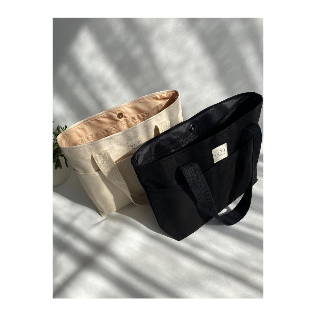 Бежевая эко-сумка из плотной ткани