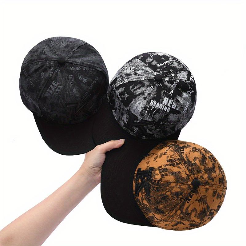 Вышитая буква Печатная кепка Snapback С прямым козырьком Регулируемая Защита от солнца Бейсболка Для женщин Мужчин Спорт Туризм Хип-Хоп Практичное использование