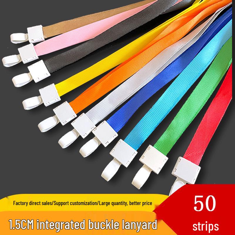 Pack of 50 - 1.5cm Wide Employee ID Badge Lanyards with Integrated Buckle and Card Holder