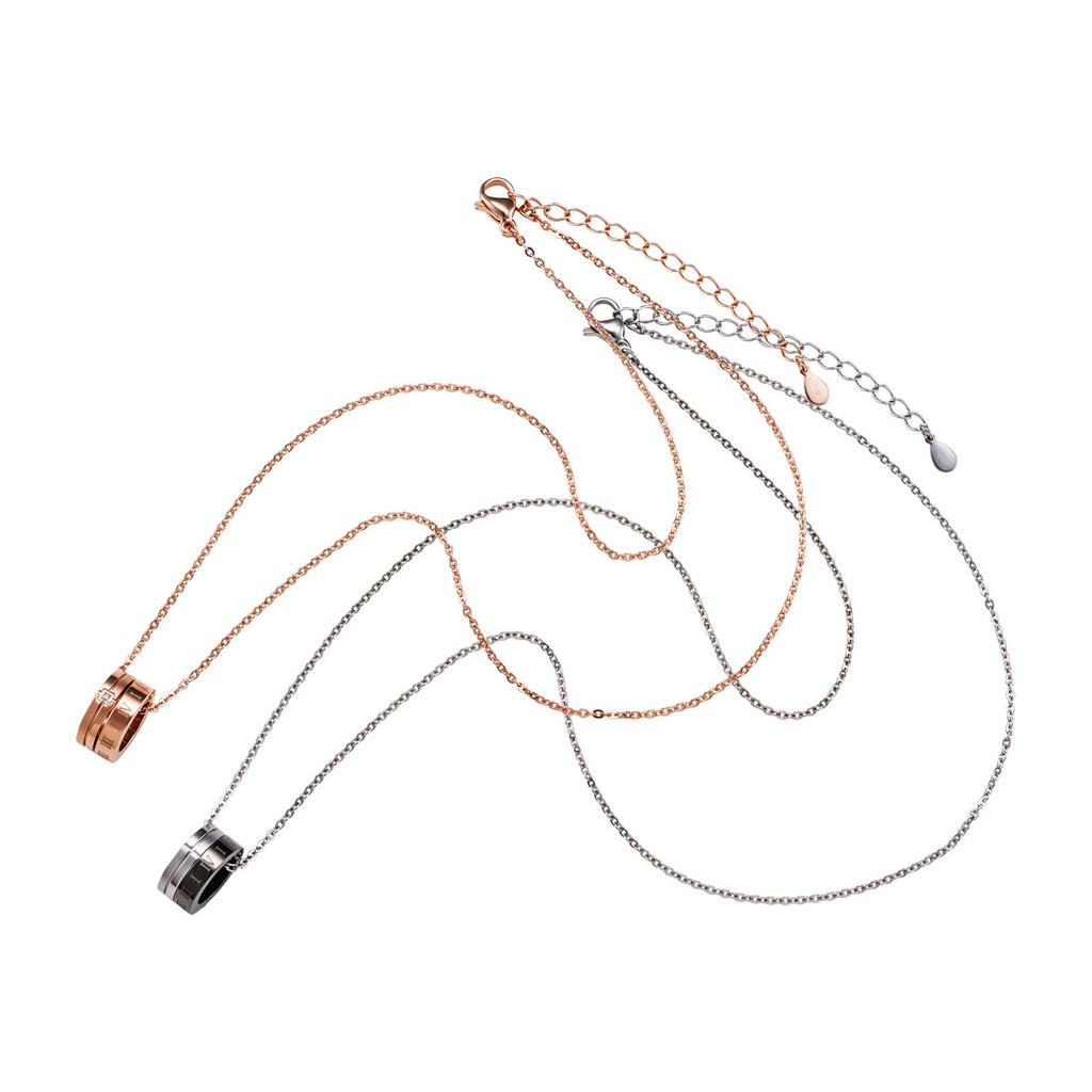 Пара ожерелья хирургическая нержавеющая сталь 316L кубический цирконий гипоаллергенный крест пи розовый черный [белый клевер] + & 4SUP103GO&4SUP103BK