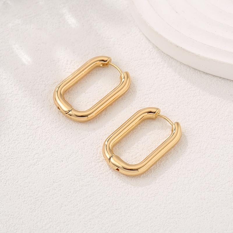 Прямоугольные U-образные серьги-гвоздики с пряжкой для ушей для женщин, корейские индивидуальные золотые геометрические украшения