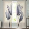 Цветок тюльпана, прозрачные синие прозрачные шторы для спальни, праздничное украшение, оконная вуаль, тюлевая занавеска