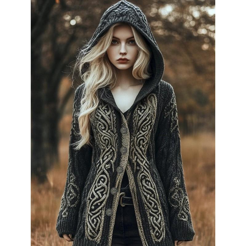 Halloween Animal 3D Print Hooded Cloak Coat Womens Streetwear Casual Long Cardigan