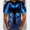 Летний топ с круглым вырезом и 3D-принтом свирепого животного, модная повседневная мужская футболка с короткими рукавами
