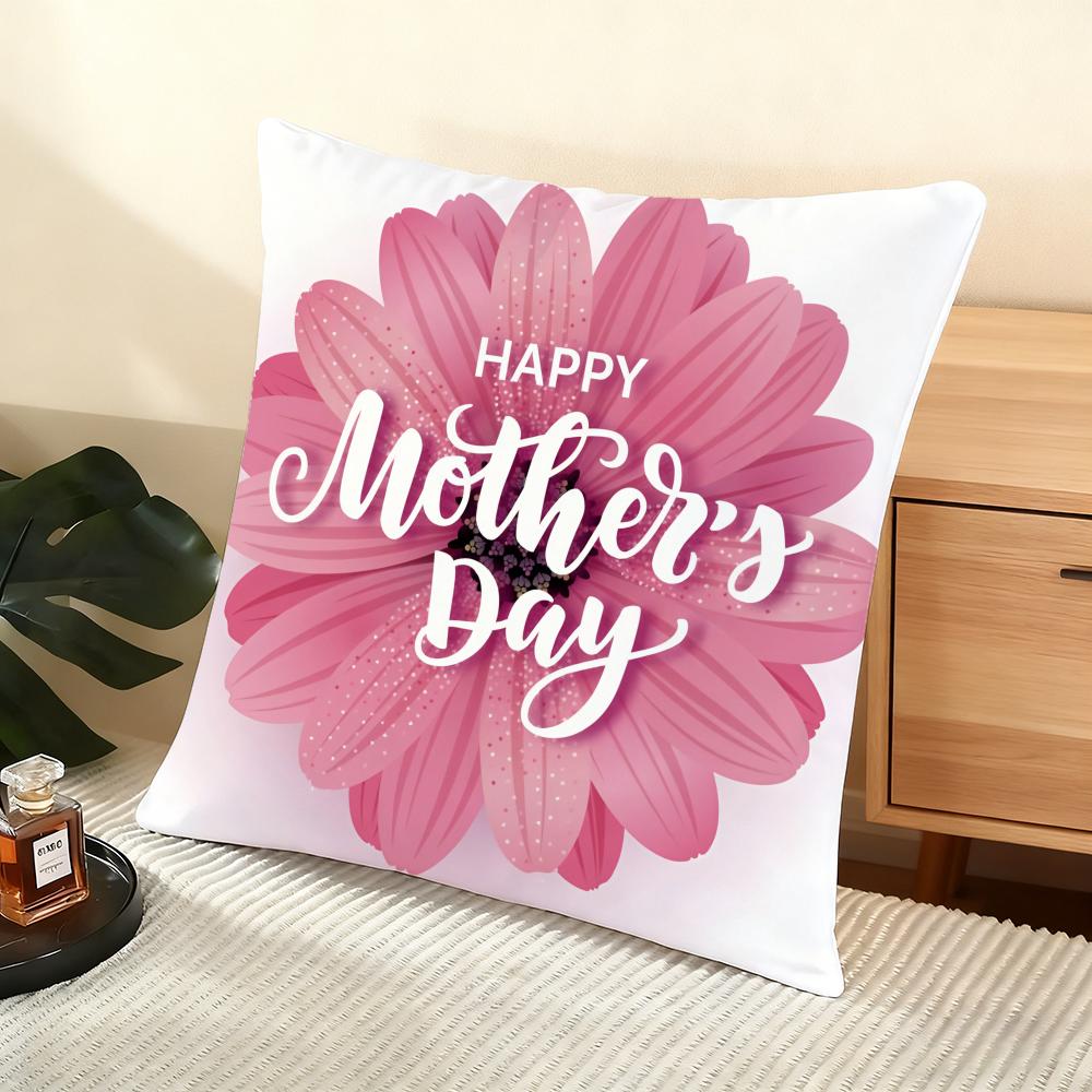 Happy Mother'S Day Cushion Cover Soft Short Plush Pillow Cover Smooth Cozy Texture Aesthetic Cushion Case Home Decor