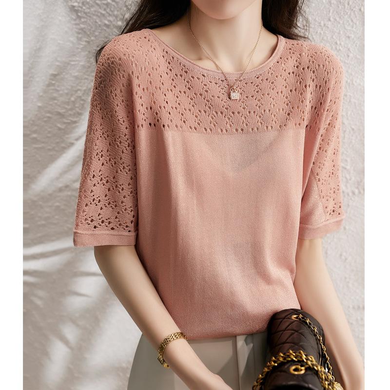 Женская летняя одежда высокого класса, трикотажная футболка с круглым вырезом