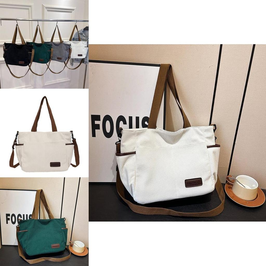 Просторная холщовая сумка через плечо для женщин в стильном минималистичном городском дизайне, идеально подходящая для повседневных путешествий