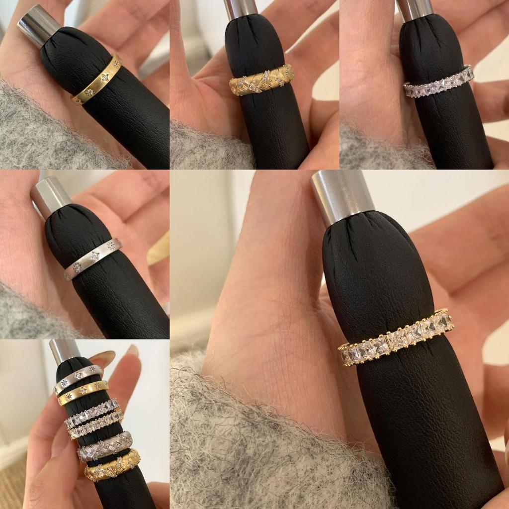 Медное Геометрическое Открытое Кольцо с Цирконами Женский Стильный Аксессуар для Офиса