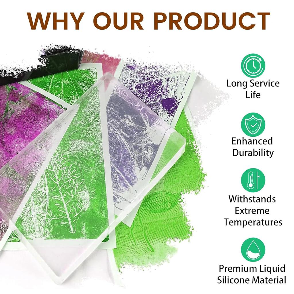 Gel Arts Gel Printing Plate for Printmaking Reusable Monoprinting Clear Plate for Art and Craft Assortment Scrapbooking