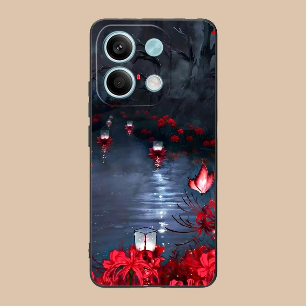 Крутой красный лилейник-паук Чехол-бампер для мобильного телефона Xiaomi Redmi Note 13 12 11 10 9 8 7 6 S A Pro Lite Plus 5G Черный