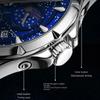 POEDAGAR Брендовые модные кварцевые часы Starry Sky Chronograph с ремешком из нержавеющей стали и кожи, водонепроницаемые, с подсветкой, мужские часы