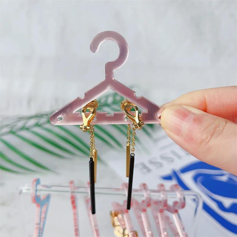 Coat Hanger Shape Acrylic Earrings Display Stand Polymer Clay Soft Pottery Earrings Holders Tabletop Jewelry Display Organizers