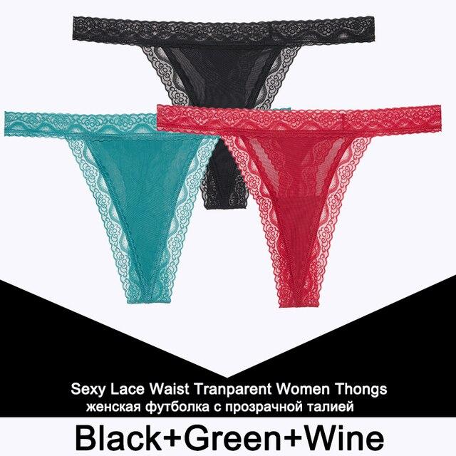 FINETOO 3PCS/Set Sexy S-XL Women Cotton Panties G-string Woman's Underwear Girl Lace Female Lingerie T-Back Lady Thong Intimates