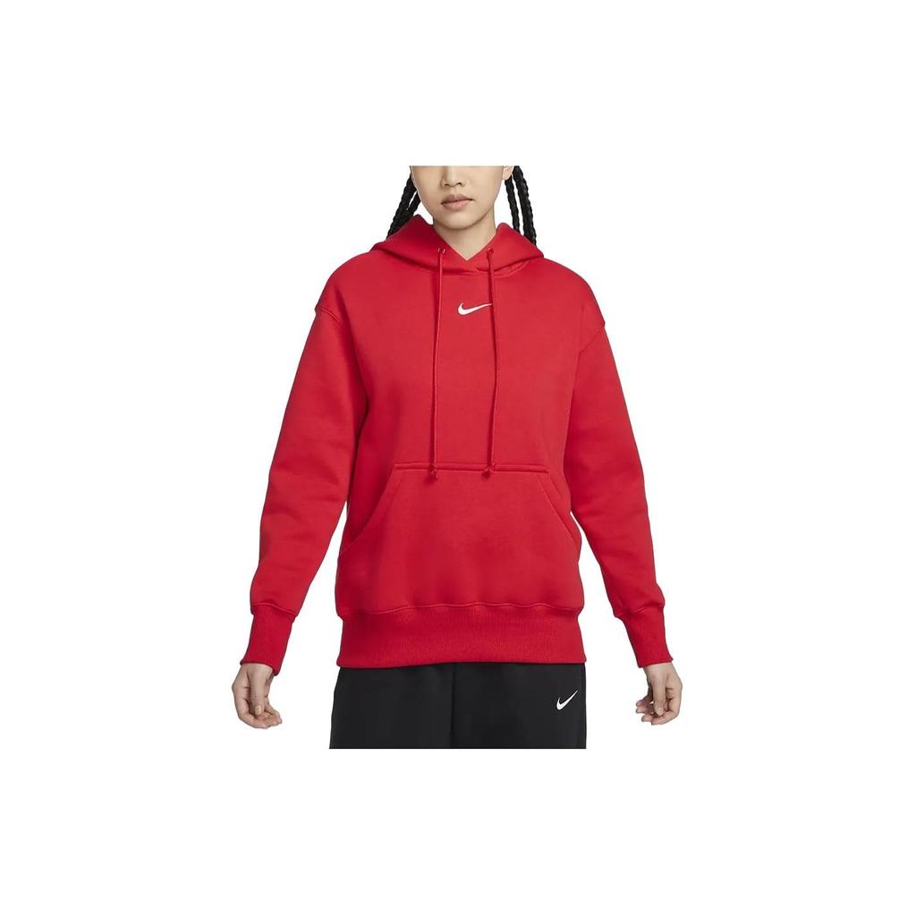 Nike Коллекция к Лунному Новому году CNY FW23 Спортивная одежда Phoenix Fleece Однотонный худи-пуловер с капюшоном Женские топы Красный DQ5861-657