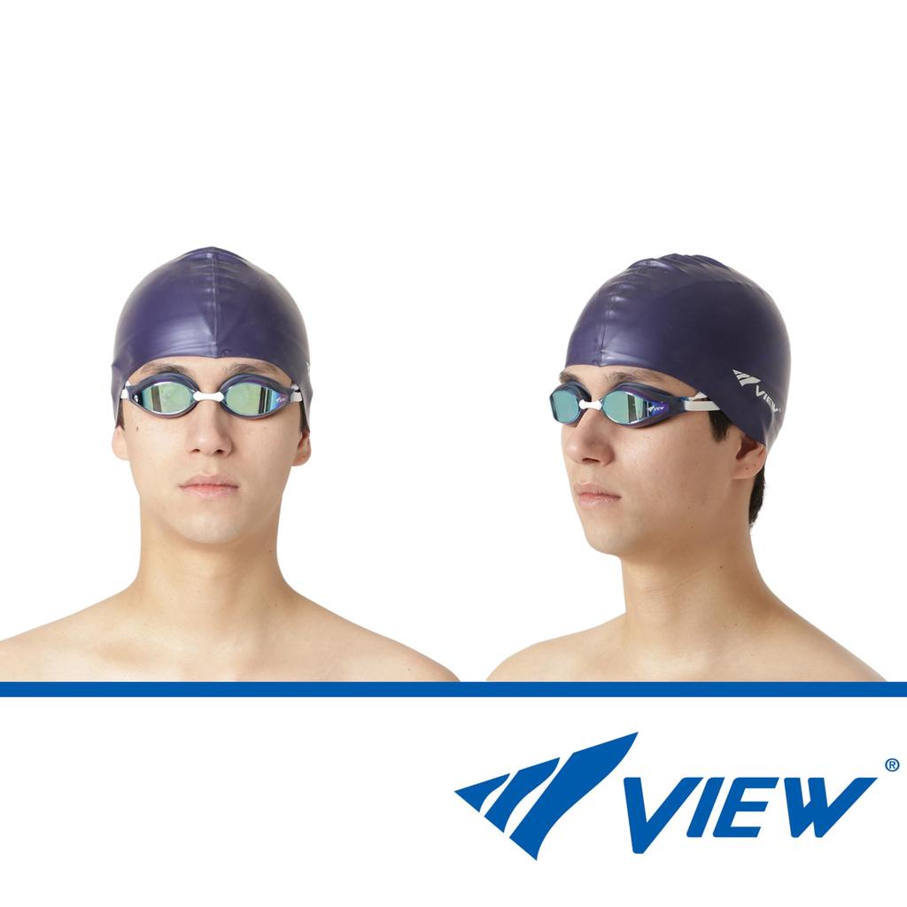 View V240SAM BLY Swimming Made in Stays in Place During Dive and Cushioned Racing For Ages WA Mirror Type with Goggles, Japan, Turns, Model, 10-Adult,