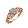 5MM Round Opal Gemstone 925 Sterling Silver Rose Plated Solitaire Blossom Design Women Wedding Ring