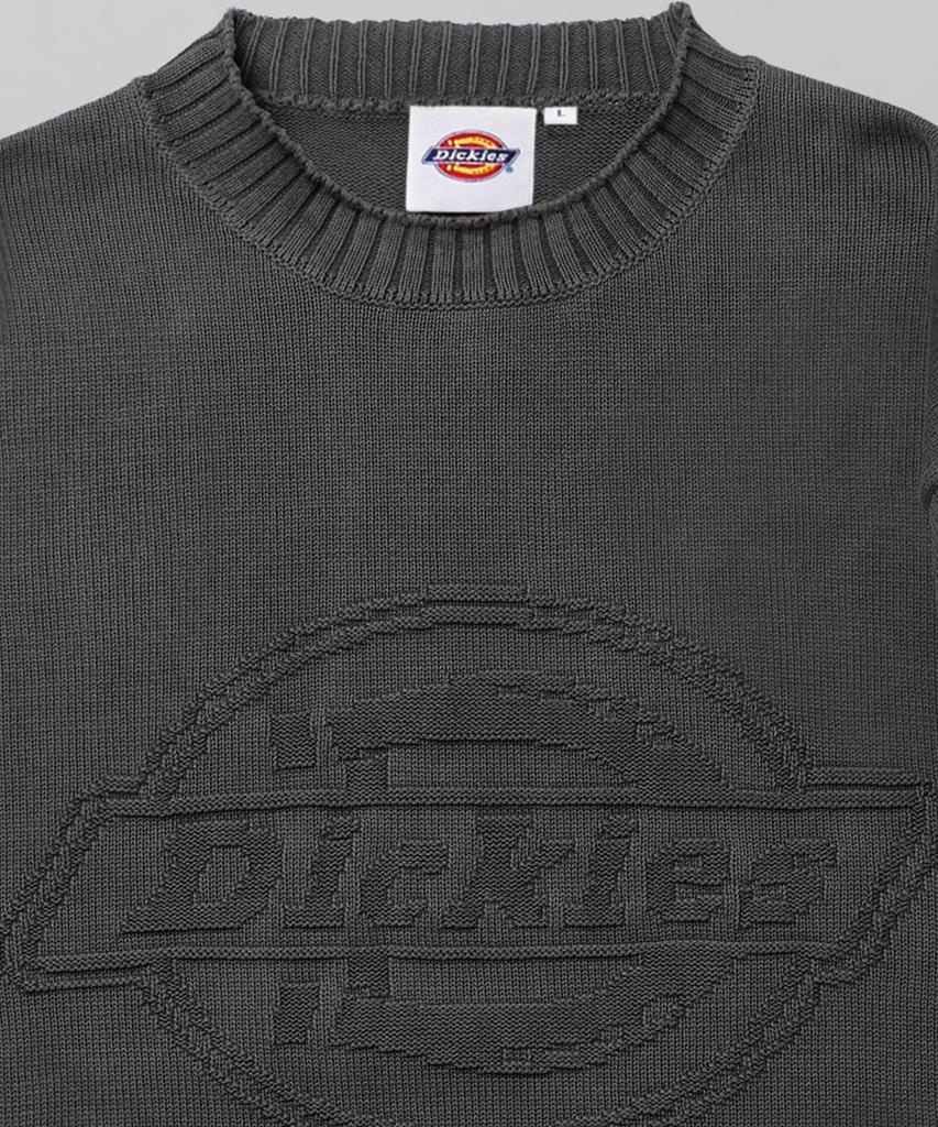 Dickies Стиранный вязаный свитер с тисненым логотипом, угольный