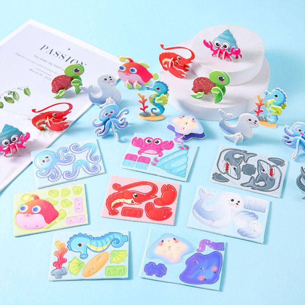 10pcs Cognitive Paper Jigsaw Puzzles Jigsaw Puzzle Kids Learning Toy