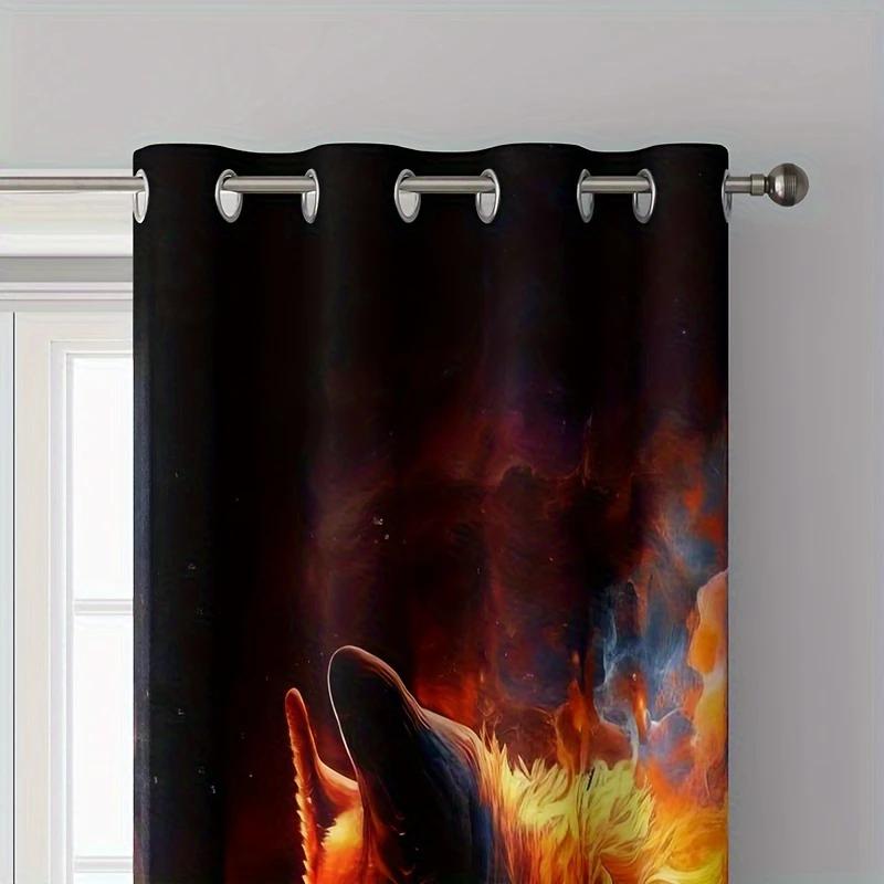 2 штуки модных штор с принтом «Лед и Пламя Волк», для спальни и гостиной, домашнее украшение, украшение комнаты