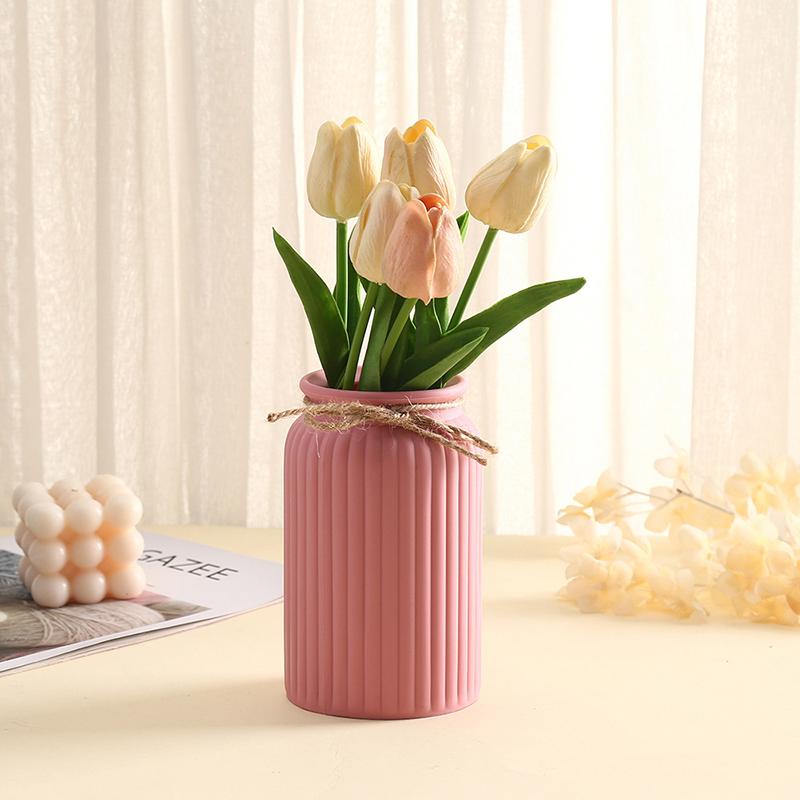 Современная скандинавская пластиковая ваза для цветов, розовый, синий, белый горшок, корзина, для дома, украшение гостиной, орнамент, композиция