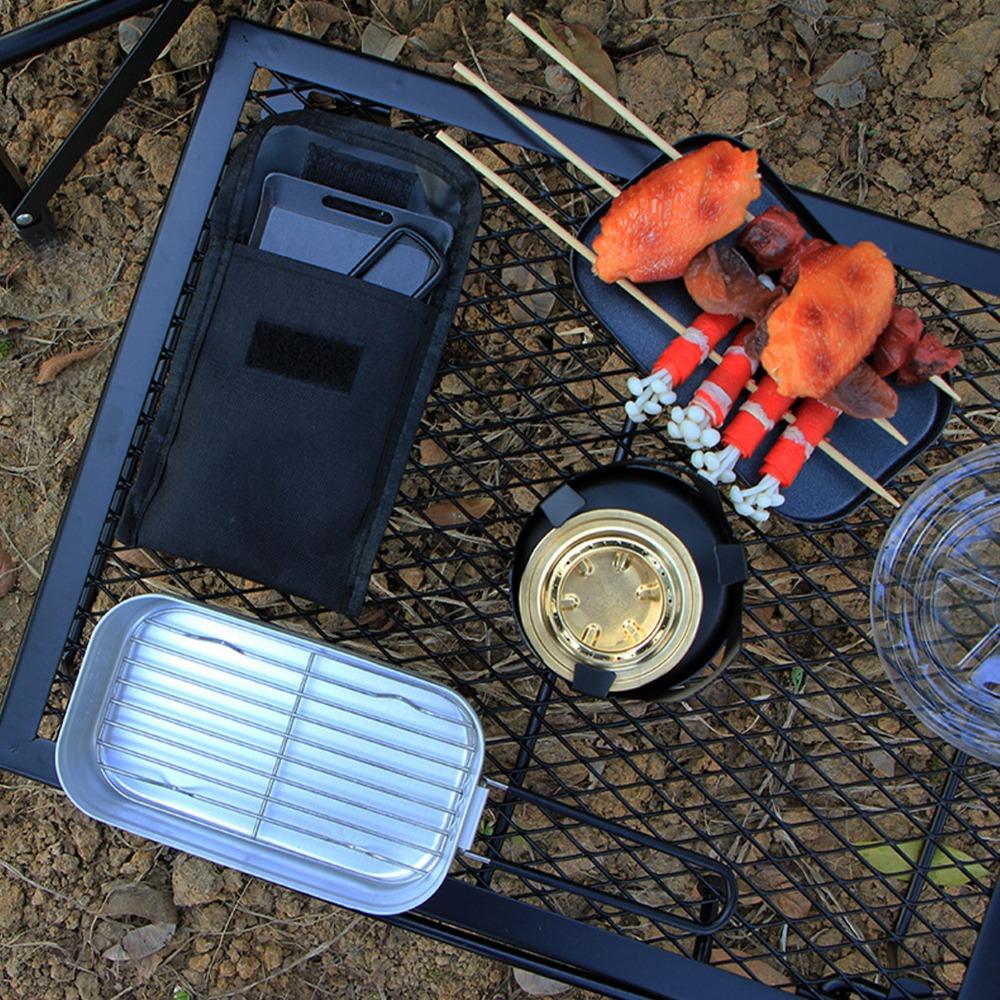 Compact BBQ Grill Pan Iron Barbecue Plate Durable Roasting Pan Outdoor Use