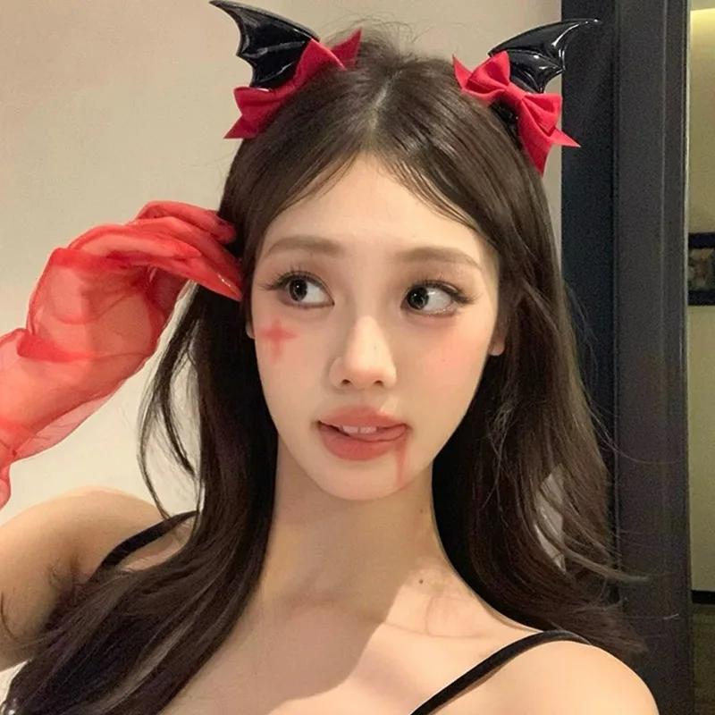 2/4Pcs Halloween Bat Wing Hair Clips Women Lolita Bat Devil Wings Shape Barrettes Gothic Spicy Girls Photo Prop Costume Hairpins