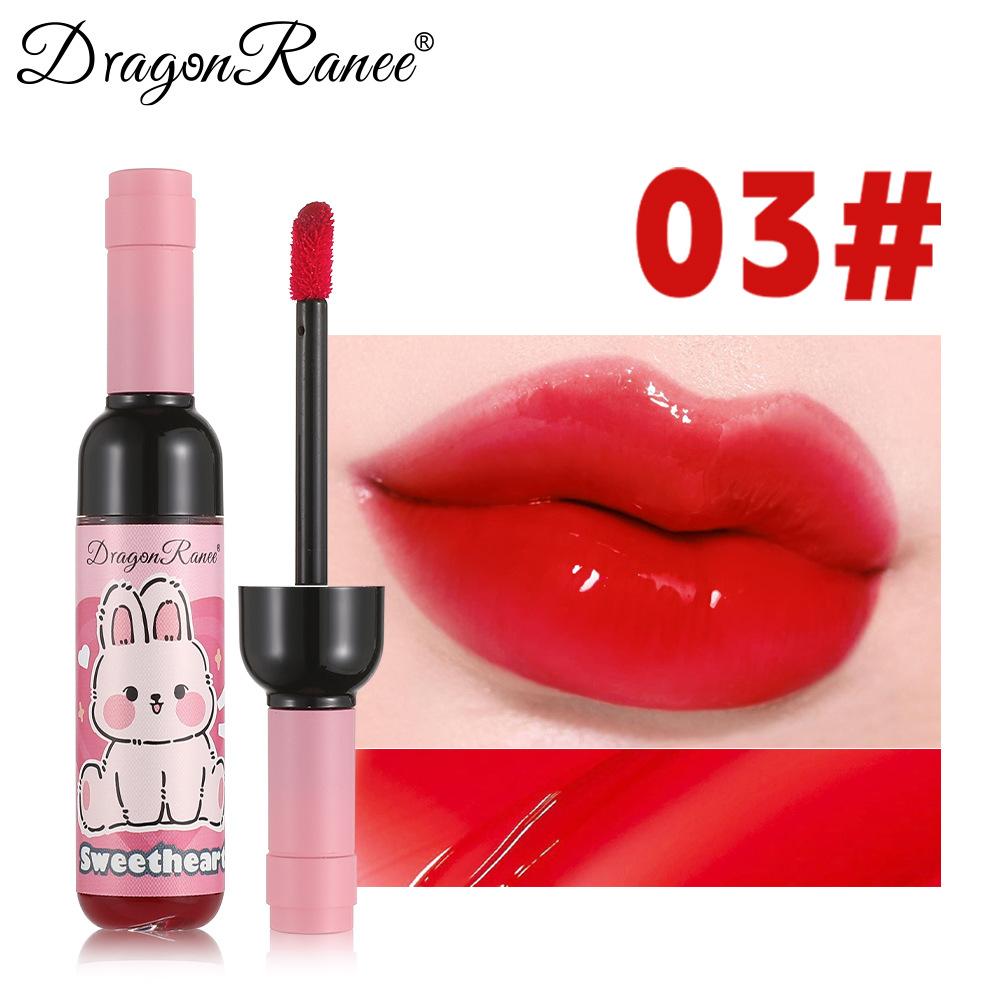 Dragon Ranee Матовая жидкая помада Cartoon Red Wine Bottle, увлажняющая, не размазывающаяся, тинт и блеск для губ