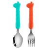 1 набор детских столовых приборов с противоскользящим покрытием и футляром для хранения, обучающая пищевая нержавеющая сталь, ложка для кормления младенцев, вилка, детские товары
