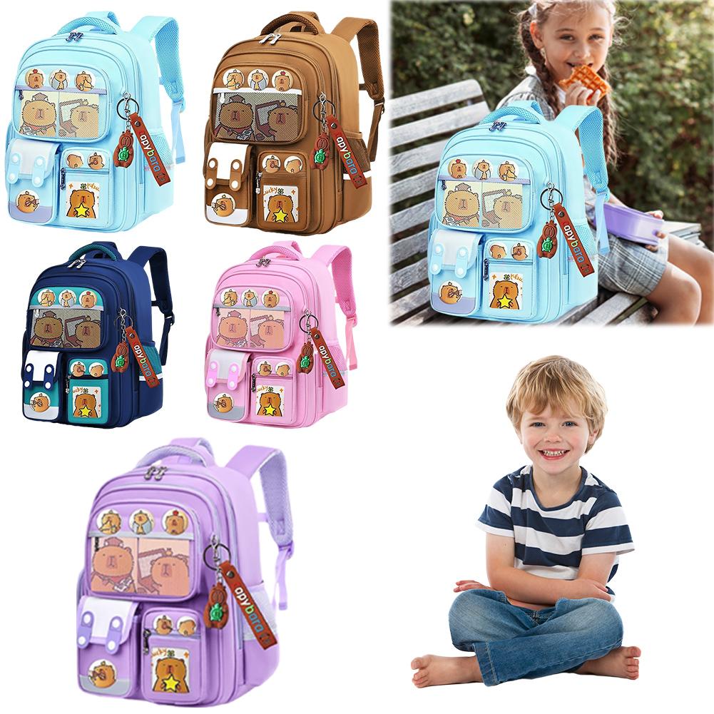 Capybara Kawaii Schoolbag Adjustable Strap Adorable Daypack Wear Resist Oxford Cloth Rucksack Travel Vacation Backpack