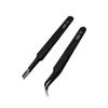 Wumio Precision Tweezers, Set of 2, with Caps: Curved, Round, and Straight, for Deco, Nails, Rhinestones, False Eyelashes, and Eyelash Extensions, Pla