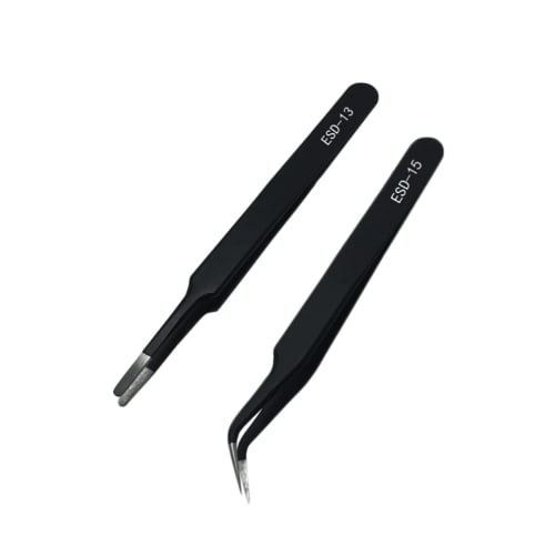 Wumio Precision Tweezers, Set of 2, with Caps: Curved, Round, and Straight, for Deco, Nails, Rhinestones, False Eyelashes, and Eyelash Extensions, Pla