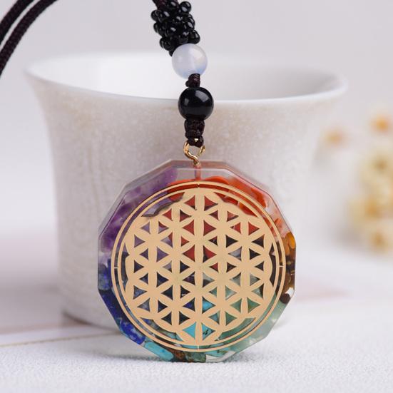 Ожерелье-капля с 7 чакрами и принтом из искусственного кристалла для женщин и мужчин, регулируемый шнур, энергетическое ожерелье