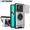 KEYSION Магнитный чехол для телефона OPPO Realme C61 C63 Защита камеры со сдвижной крышкой Вертикальная подставка 360 Кольцо Ударопрочная задняя крышка