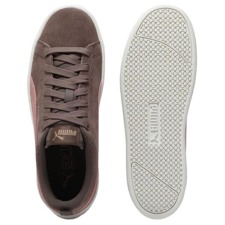 Puma Smash Platform Модные Универсальные Низкие Кроссовки Женские кроссовки Коричневые Розовые 366488-18