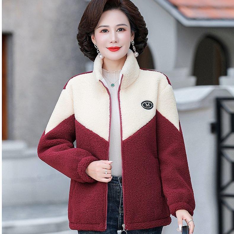 Теплое пальто из утолщенной овечьей шерсти для женщин среднего и пожилого возраста осенью и зимой