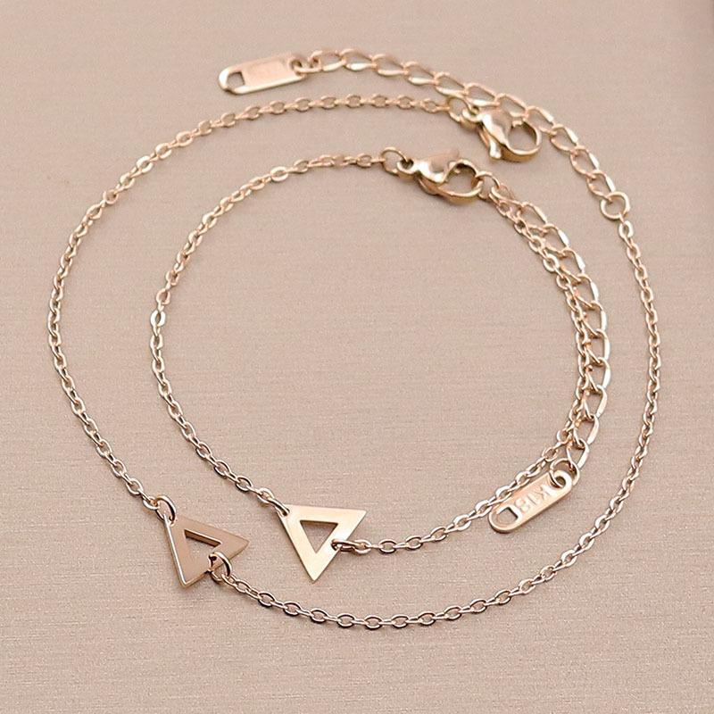 Популярный женский браслет из титановой стали с треугольным розовым золотом и нержавеющей сталью