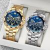 Stainless Steel Band Men's Business Watches Gold Wristwatch Creative Men Quartz Watches  Male Gift