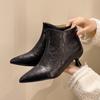 Мода Мода Женские Ботильоны Сексуальные Осенне-Зимние Острый Носок Высокий Каблук Кожаные Женские Ботинки Ботинки на Высоком Каблуке Женская Обувь