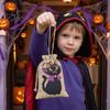 Halloween Event Favors 2PCS Drawstring Treat Bags, Cartoon Pumpkin Faux Linen Trick or Cute Candy Carriers Sacks, Kids Storage Pouches for Party