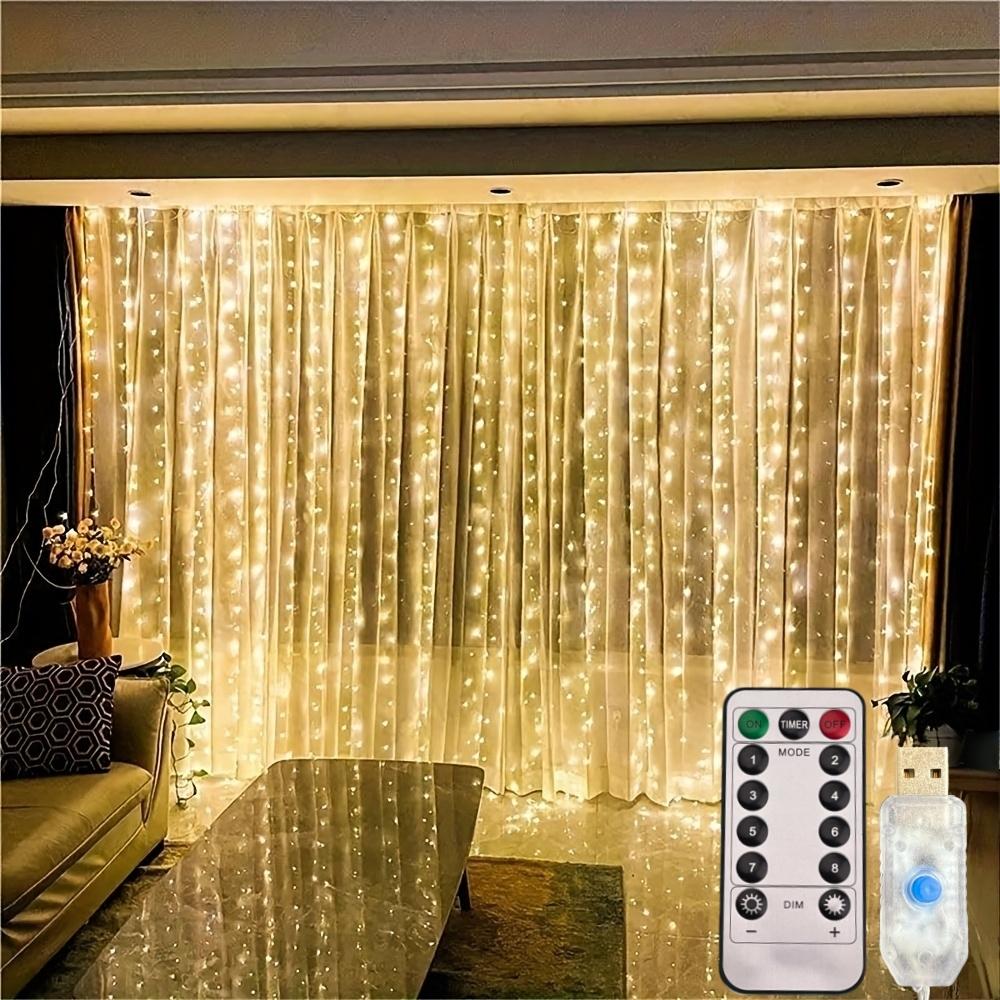 Christmas Lights LED Fairy String Curtain Lights 8 Mode Remote USB Festoon Christmas Decor For Home Holiday Year Lamp