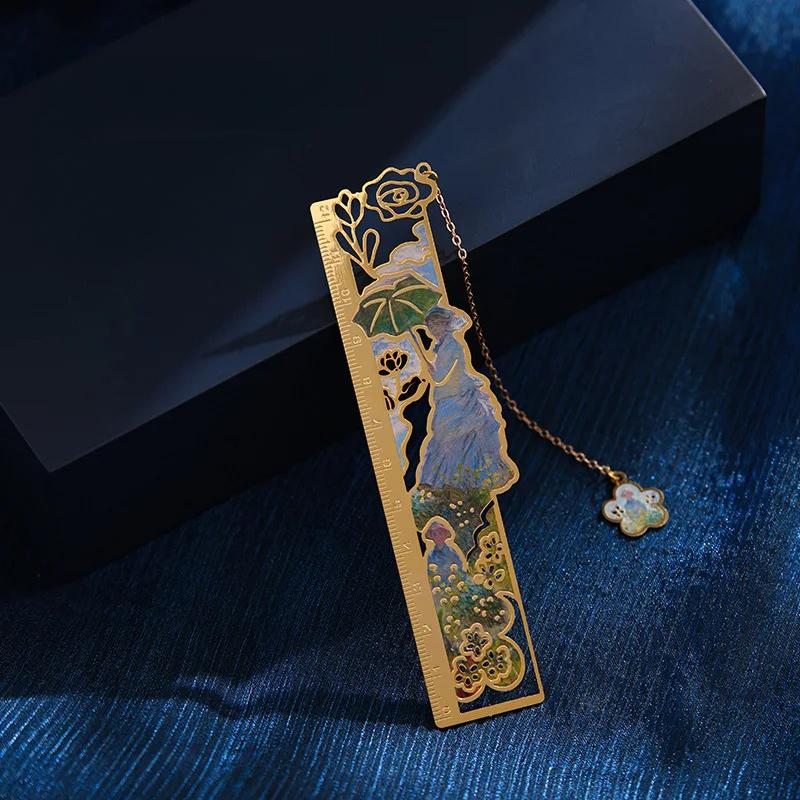 Ретро Классическая Европейская Закладка для Книги Винтажная Картина Маслом Серия Металлическая Полая Закладка Для Студентов Креативный Дизайн Подарок Учителю