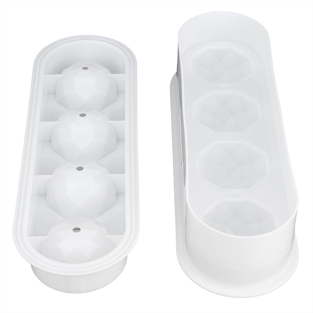 2Pcs 4 Grids Food Grade Ice Cubes Mold Whiskey Ice Ball Making Mold Tray for Home Bar