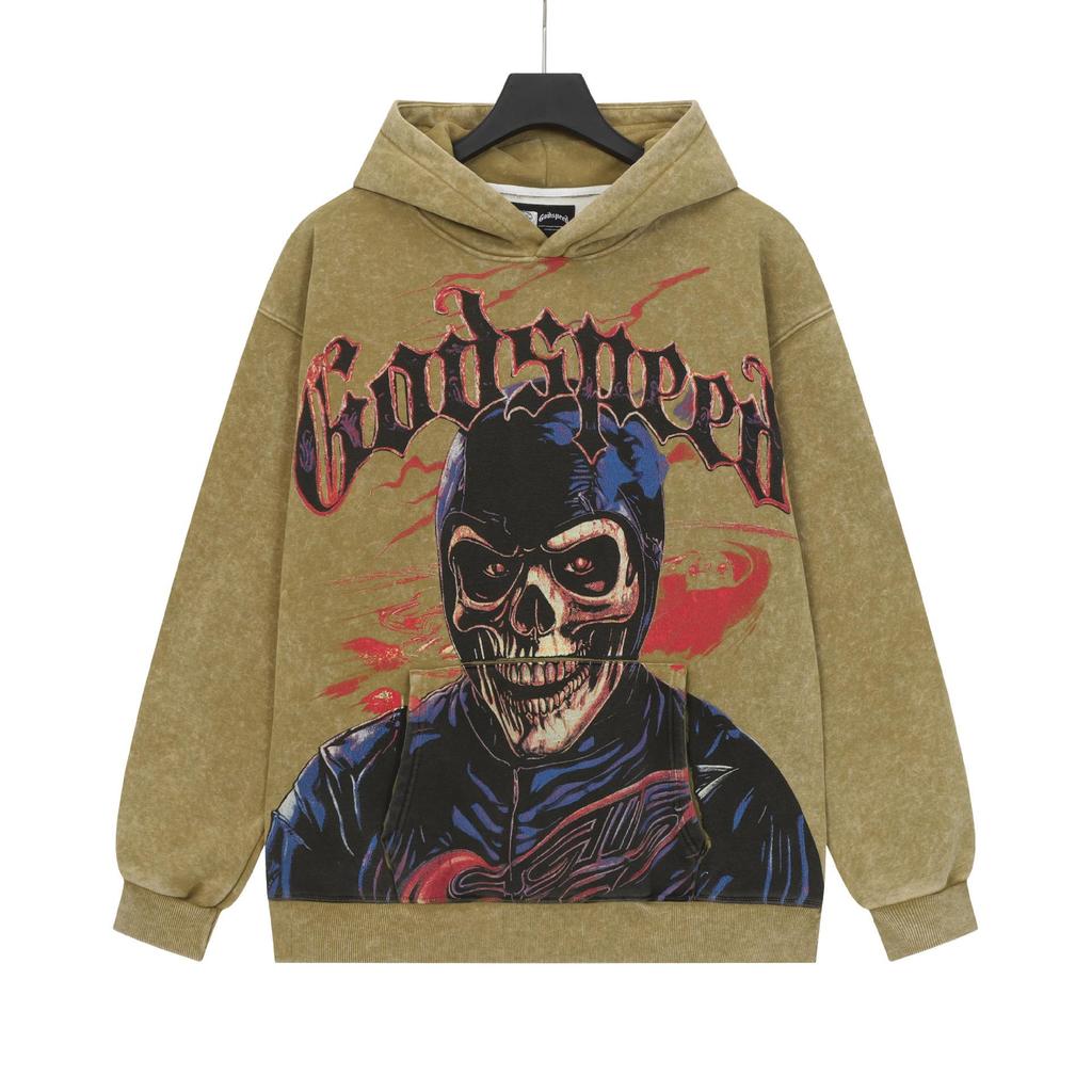Godspeed 25ss Retro Washed Pure Cotton American Hip Hop Hoodie (Autumn/Winter Collection)